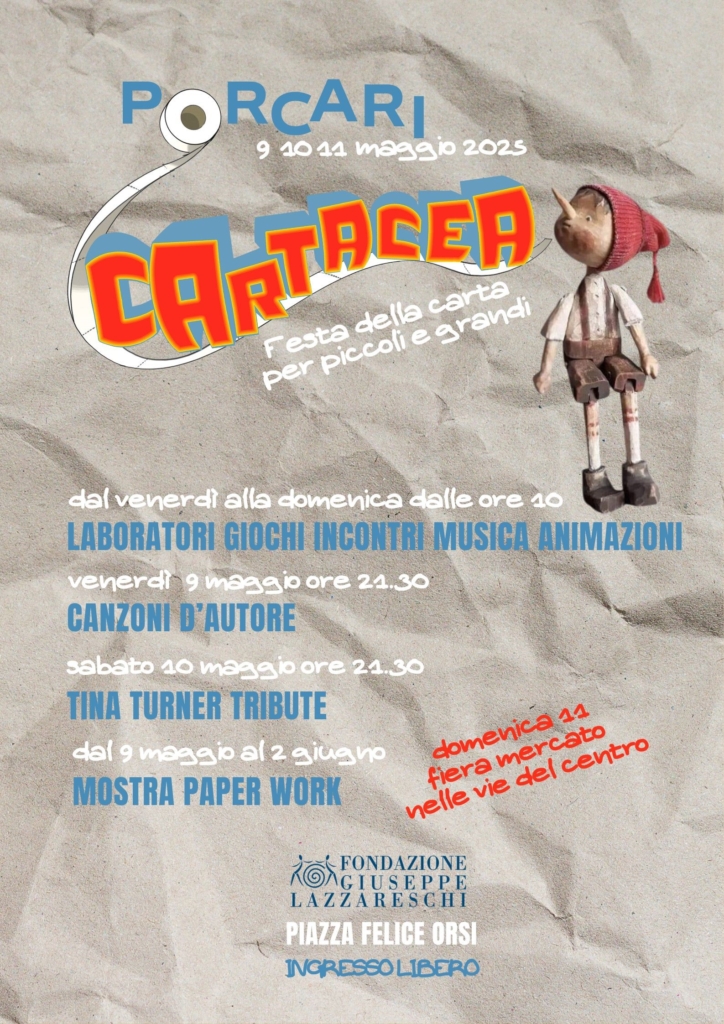 locandina cartacea con pinocchio e mostra